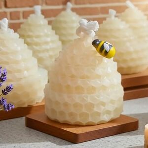 5 x Beehive handcrafted Shaped honey scented Candle with Bee accent 3" each